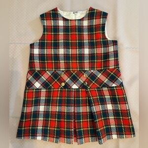 Cinderella vintage little girl’s red plaid jumper dress.​